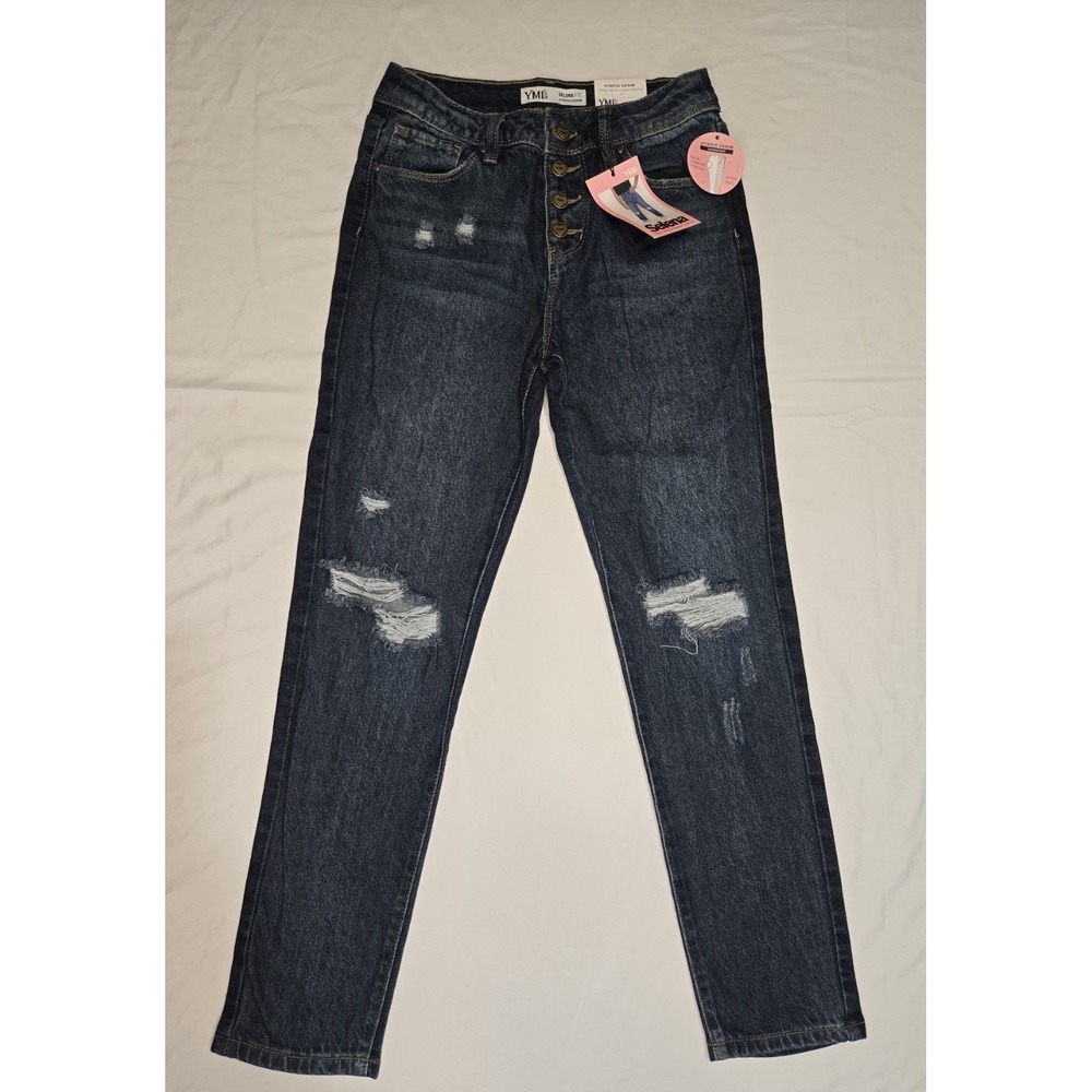 YMI Girl Selena High Rise Straight Leg Size‎ 14 Hybrid Denim Jeans Snap Fly NWT